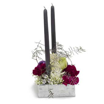 Lækker lilla – Blomsterarrangement – Lilla, Rød, Nelliker, Jul | Send